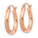 Gold Satin and Diamond-cut Hoop Earrings - 14k Rose Gold / 3 mm / 14 mm