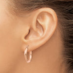 Gold Satin and Diamond-cut Hoop Earrings - 14k Rose Gold / 3 mm / 14 mm
