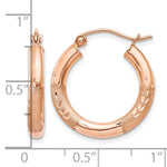 Gold Satin and Diamond-cut Hoop Earrings - 14k Rose Gold / 3 mm / 14 mm