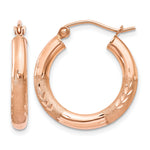 Gold Satin and Diamond-cut Hoop Earrings - 14k Rose Gold / 3 mm / 14 mm