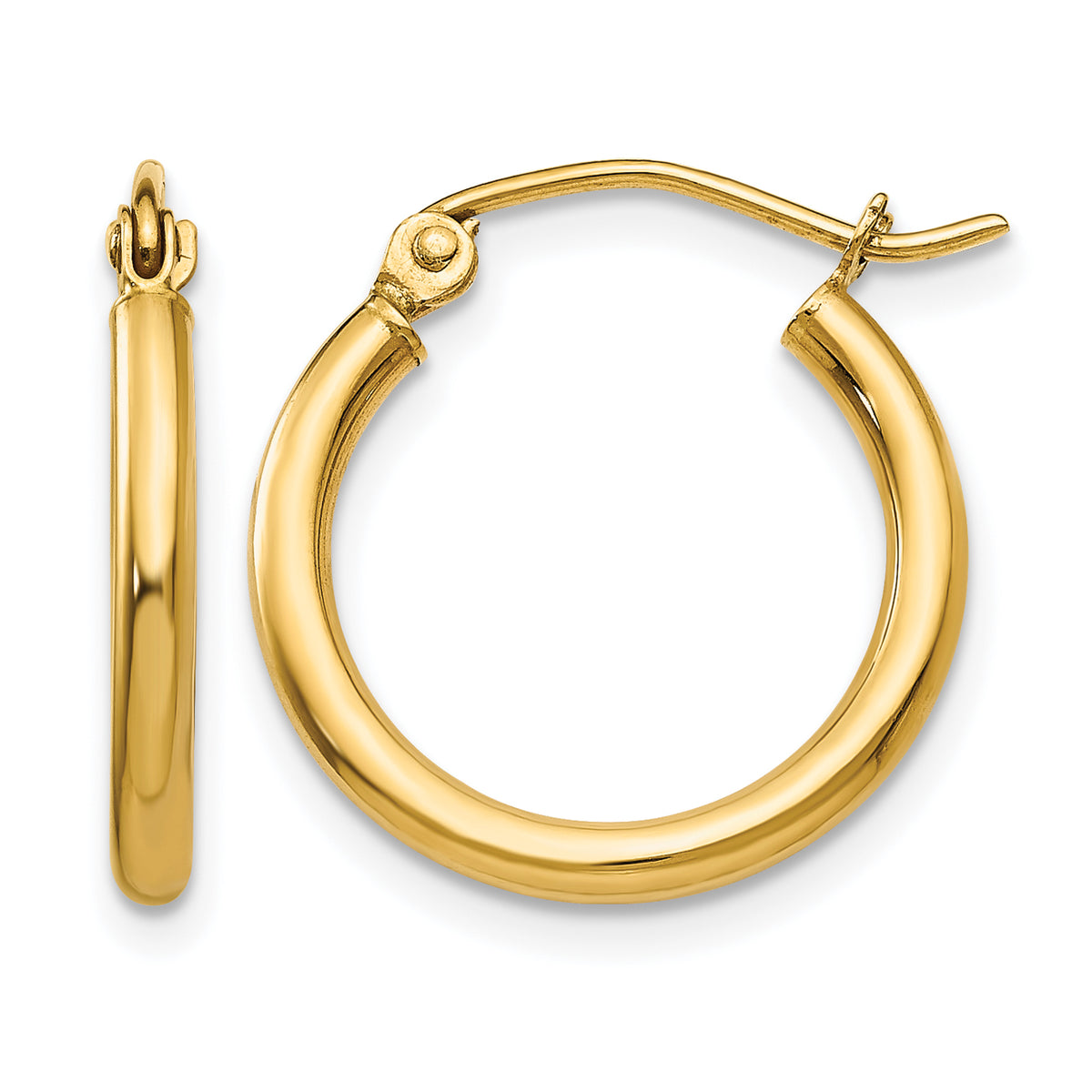 Gold Lightweight Classic Hoop Earrings - 14k Yellow Gold / 2 mm / 17 mm