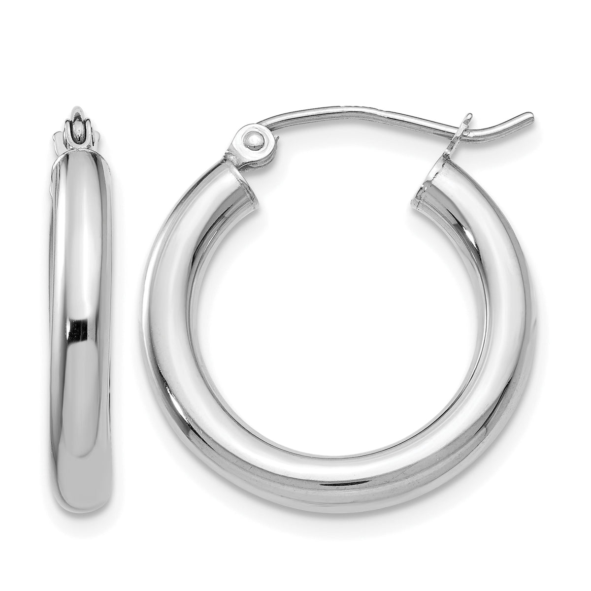 Gold Lightweight Classic Hoop Earrings - 14k White Gold / 3 mm / 20 mm