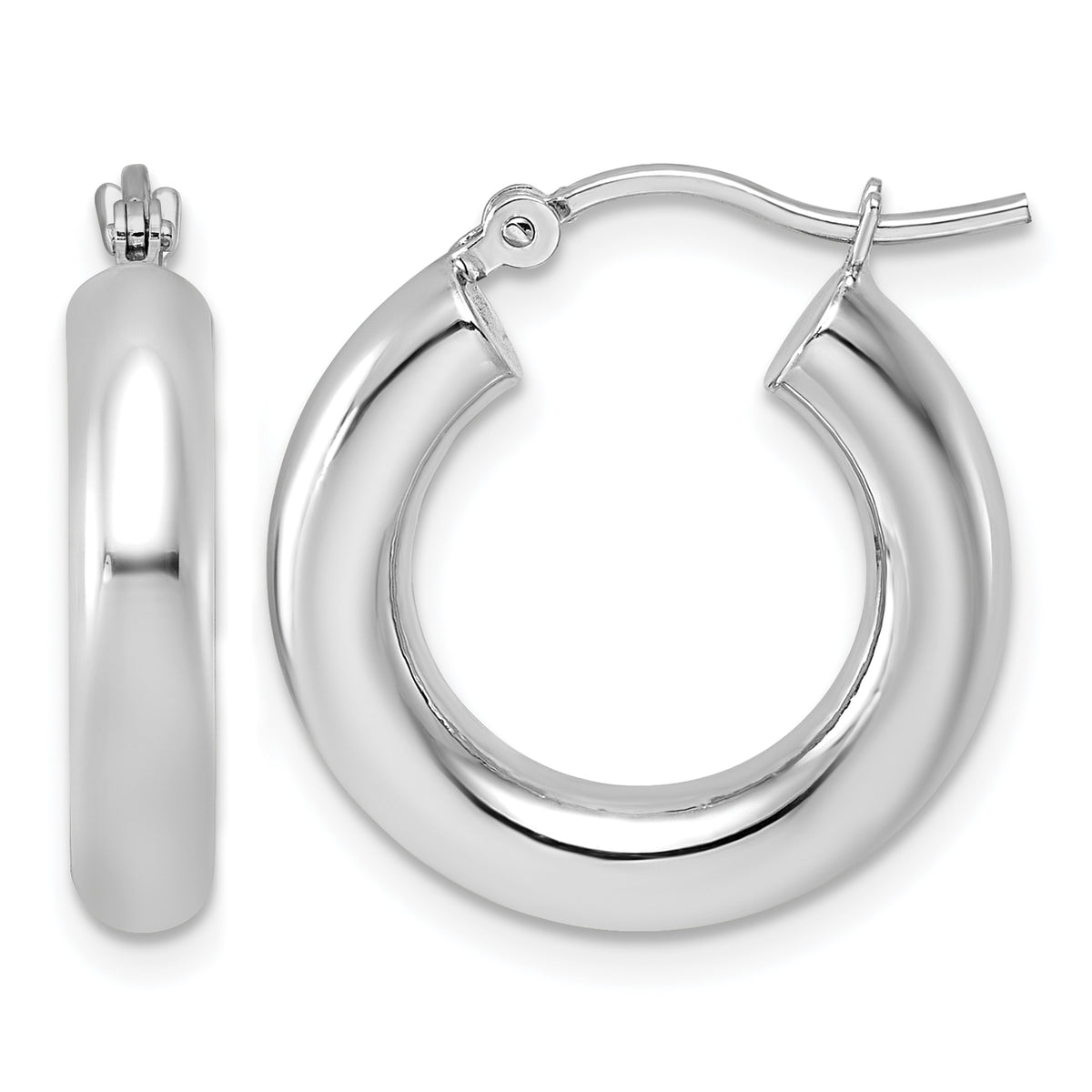 Gold Lightweight Classic Hoop Earrings - 10k White Gold / 4 mm / 20 mm