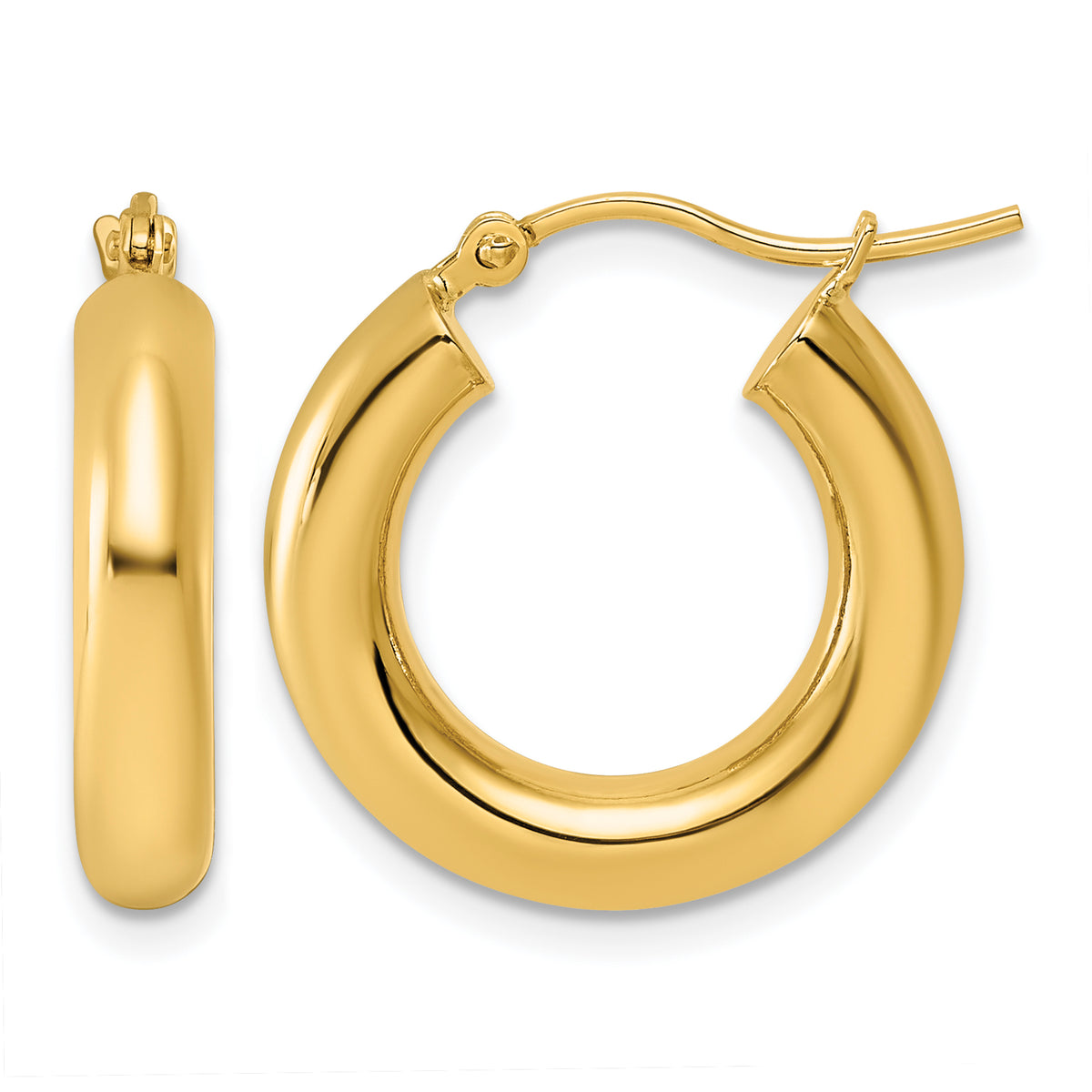 Gold Lightweight Classic Hoop Earrings - 10k Yellow Gold / 4 mm / 20 mm
