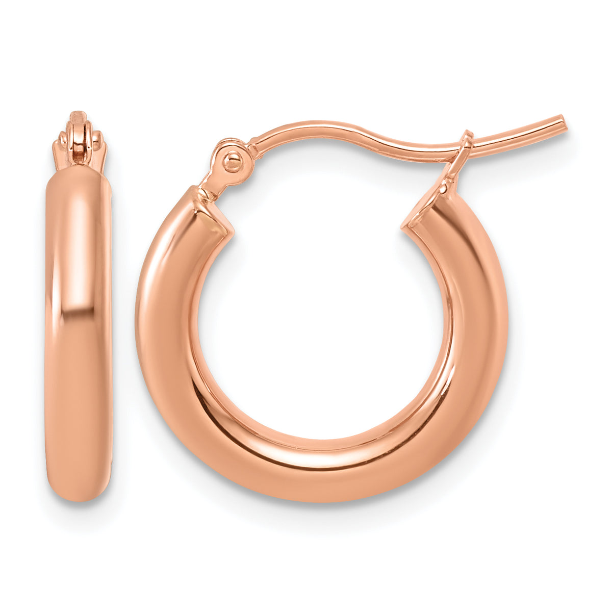 Gold Lightweight Classic Hoop Earrings - 14k Rose Gold / 3 mm / 17 mm
