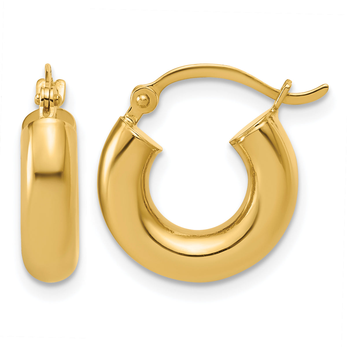 Gold Lightweight Classic Hoop Earrings - 14k Yellow Gold / 4 mm / 15 mm