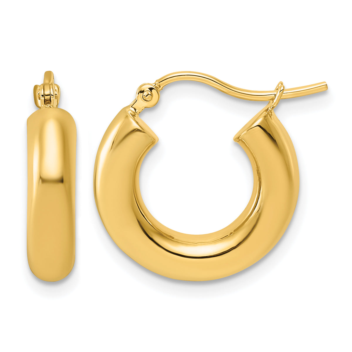 Gold Lightweight Classic Hoop Earrings - 10k Yellow Gold / 4 mm / 17 mm
