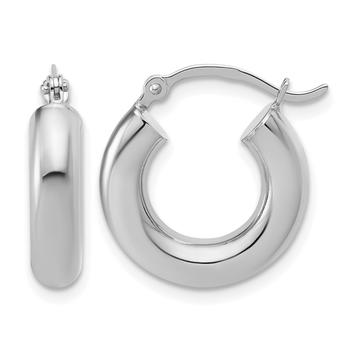 Gold Lightweight Classic Hoop Earrings - 14k White Gold / 4 mm / 17 mm