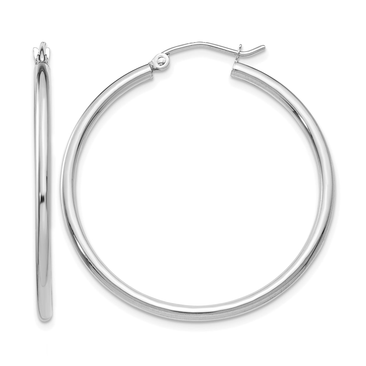 Gold Lightweight Classic Hoop Earrings - 14k White Gold / 2 mm / 35 mm, 35x2mm