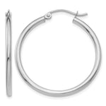 Gold Lightweight Classic Hoop Earrings - 14k White Gold / 2 mm / 30 mm