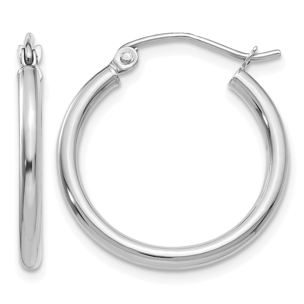 Gold Lightweight Classic Hoop Earrings - 14k White Gold / 2 mm / 20 mm