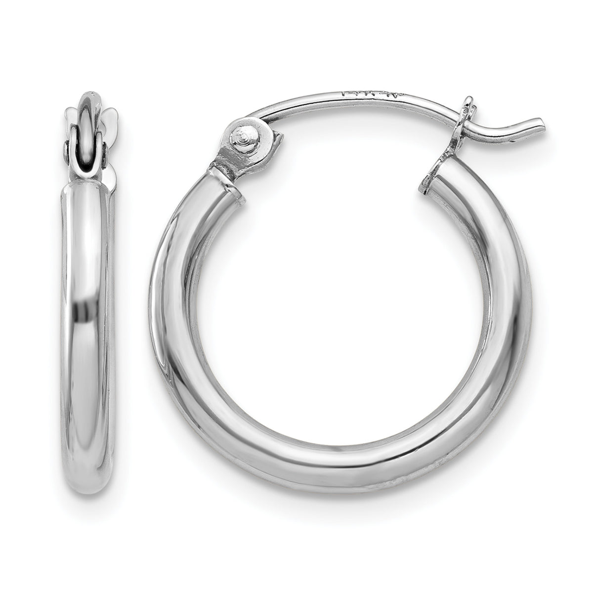 Gold Lightweight Classic Hoop Earrings - 14k White Gold / 2 mm / 15 mm