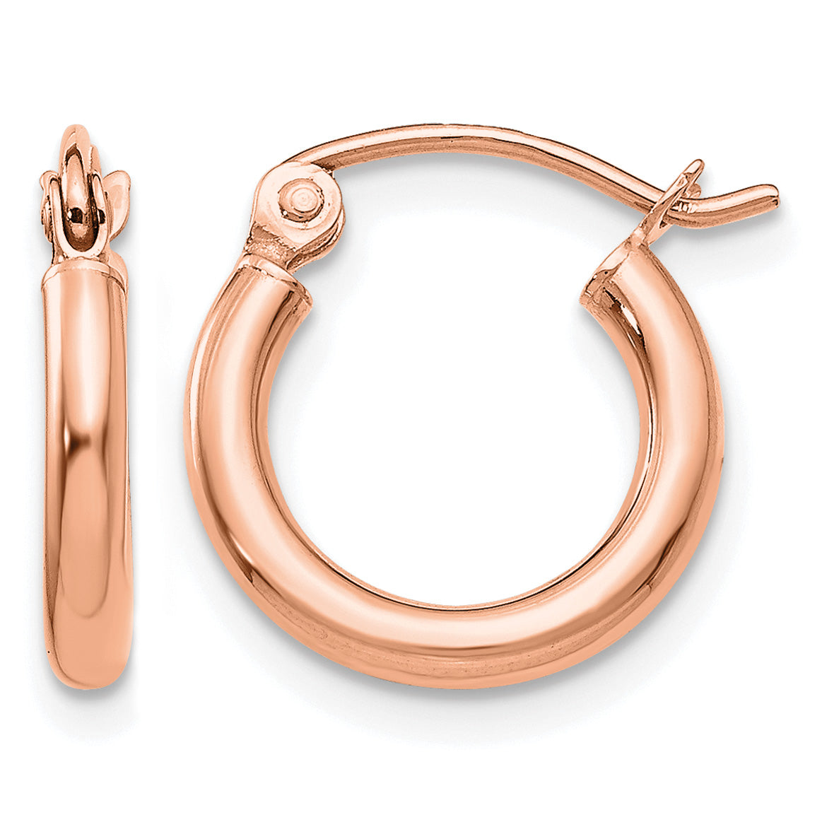 Gold Lightweight Classic Hoop Earrings - 14k Rose Gold / 2 mm / 12 mm