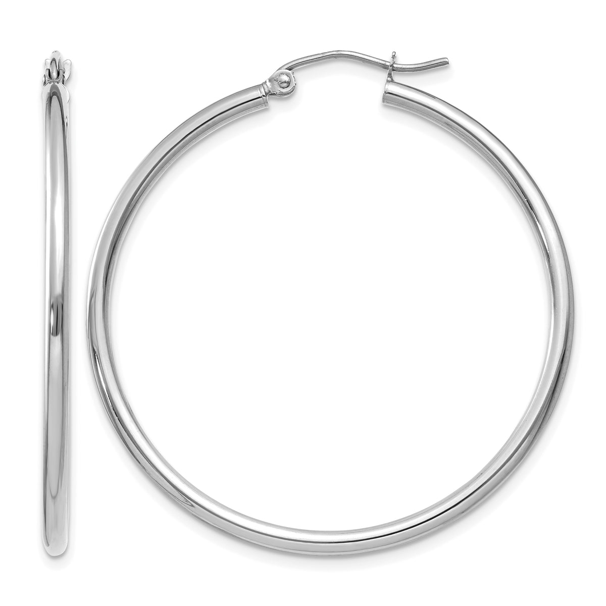 Gold Lightweight Classic Hoop Earrings - 14k White Gold / 2 mm / 40 mm