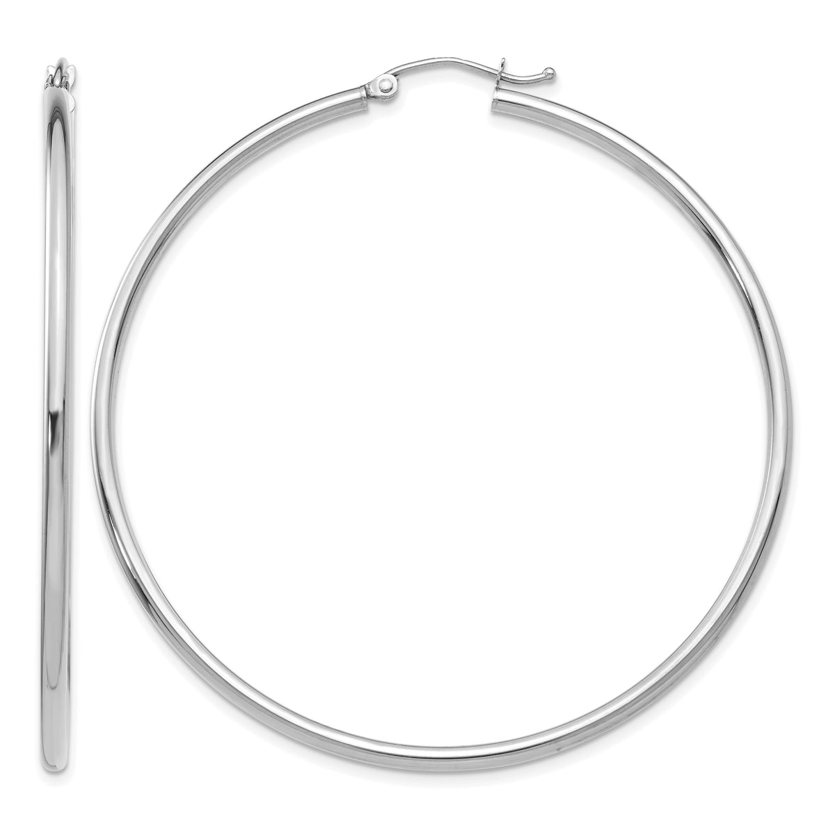 Gold Lightweight Classic Hoop Earrings - 14k White Gold / 2 mm / 55 mm