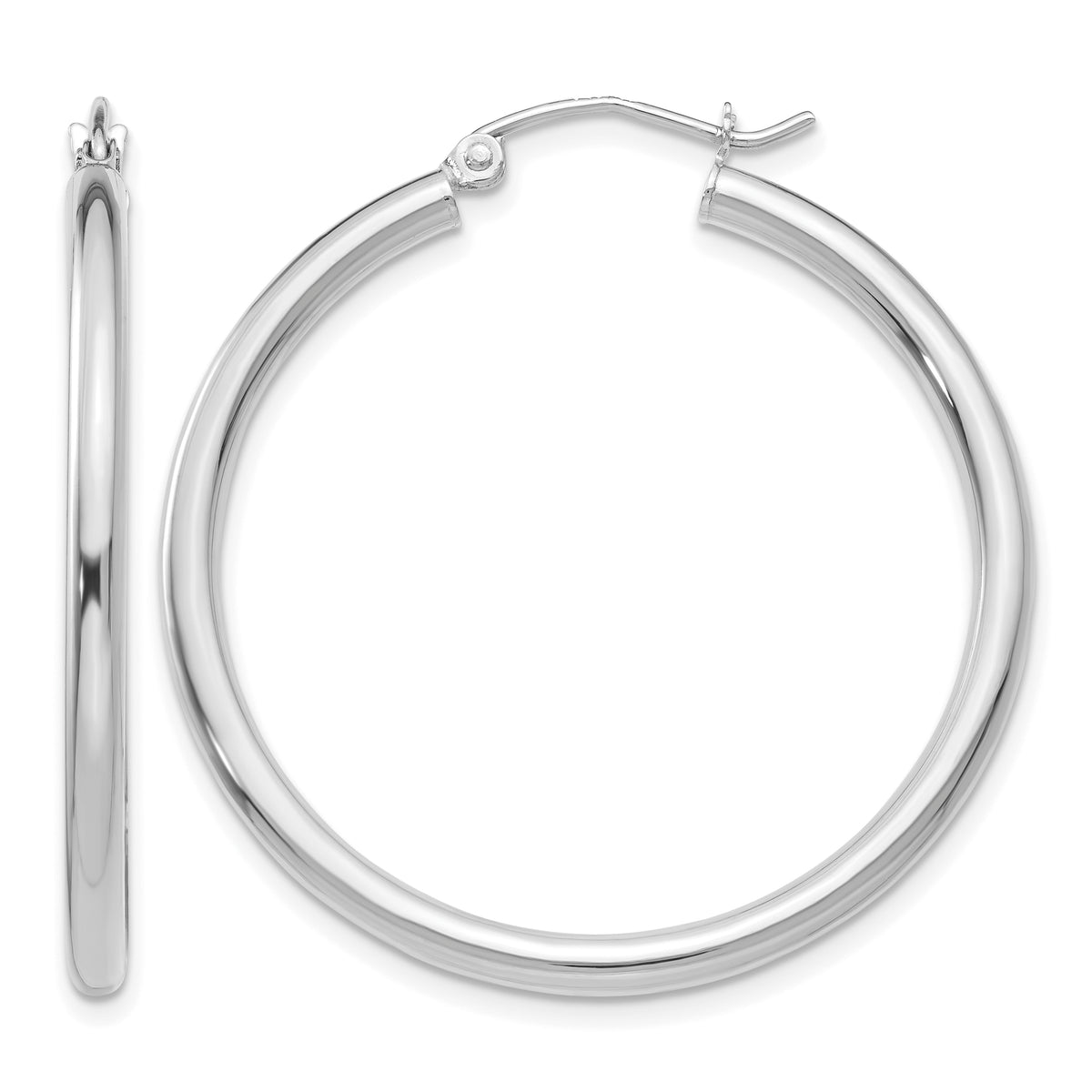 Gold Lightweight Classic Hoop Earrings - 14k White Gold / 2.5 mm / 36 mm
