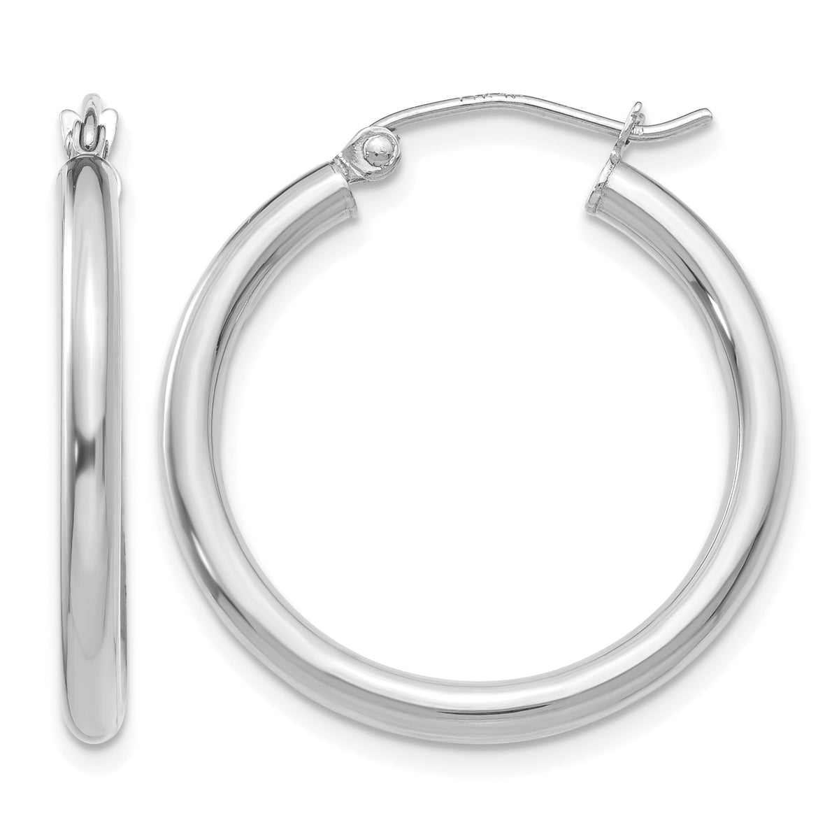 Gold Lightweight Classic Hoop Earrings - 14k White Gold / 2.5 mm / 25 mm