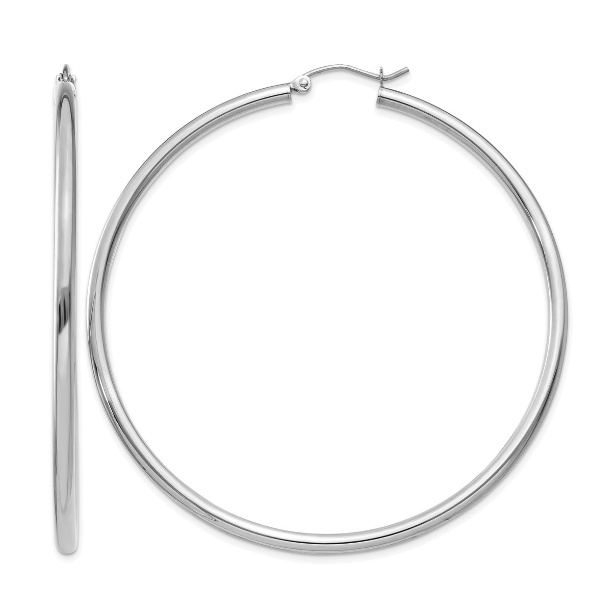 Gold Lightweight Classic Hoop Earrings - 14k White Gold / 2.5 mm / 60 mm