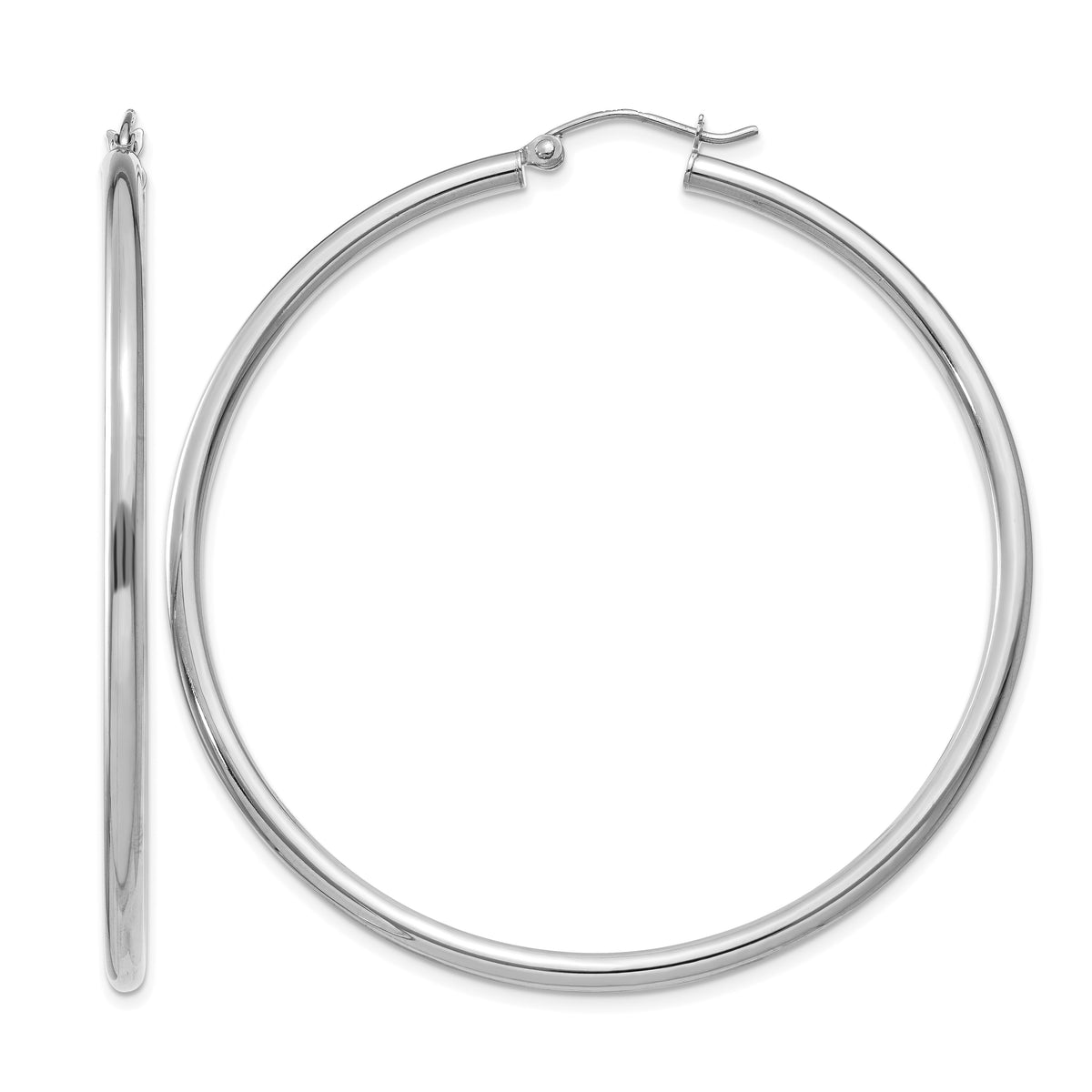 Gold Lightweight Classic Hoop Earrings - 14k White Gold / 2.5 mm / 55 mm