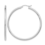Gold Lightweight Classic Hoop Earrings - 14k White Gold / 2.5 mm / 50 mm