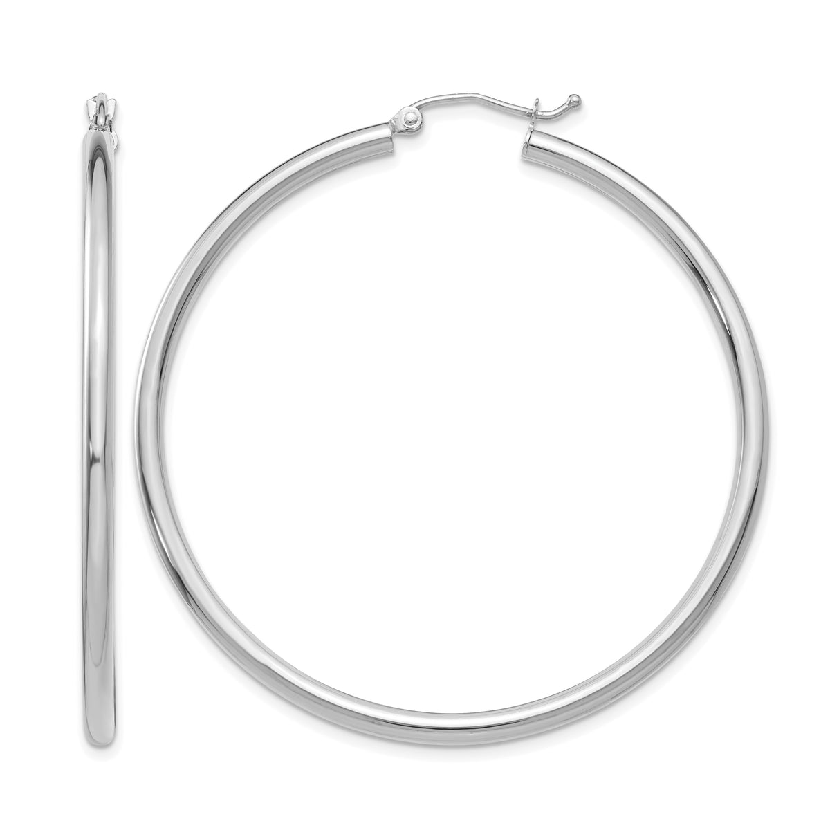 Gold Lightweight Classic Hoop Earrings - 14k White Gold / 2.5 mm / 50 mm