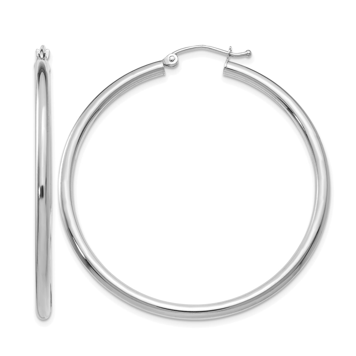 Gold Lightweight Classic Hoop Earrings - 14k White Gold / 2.5 mm / 45 mm