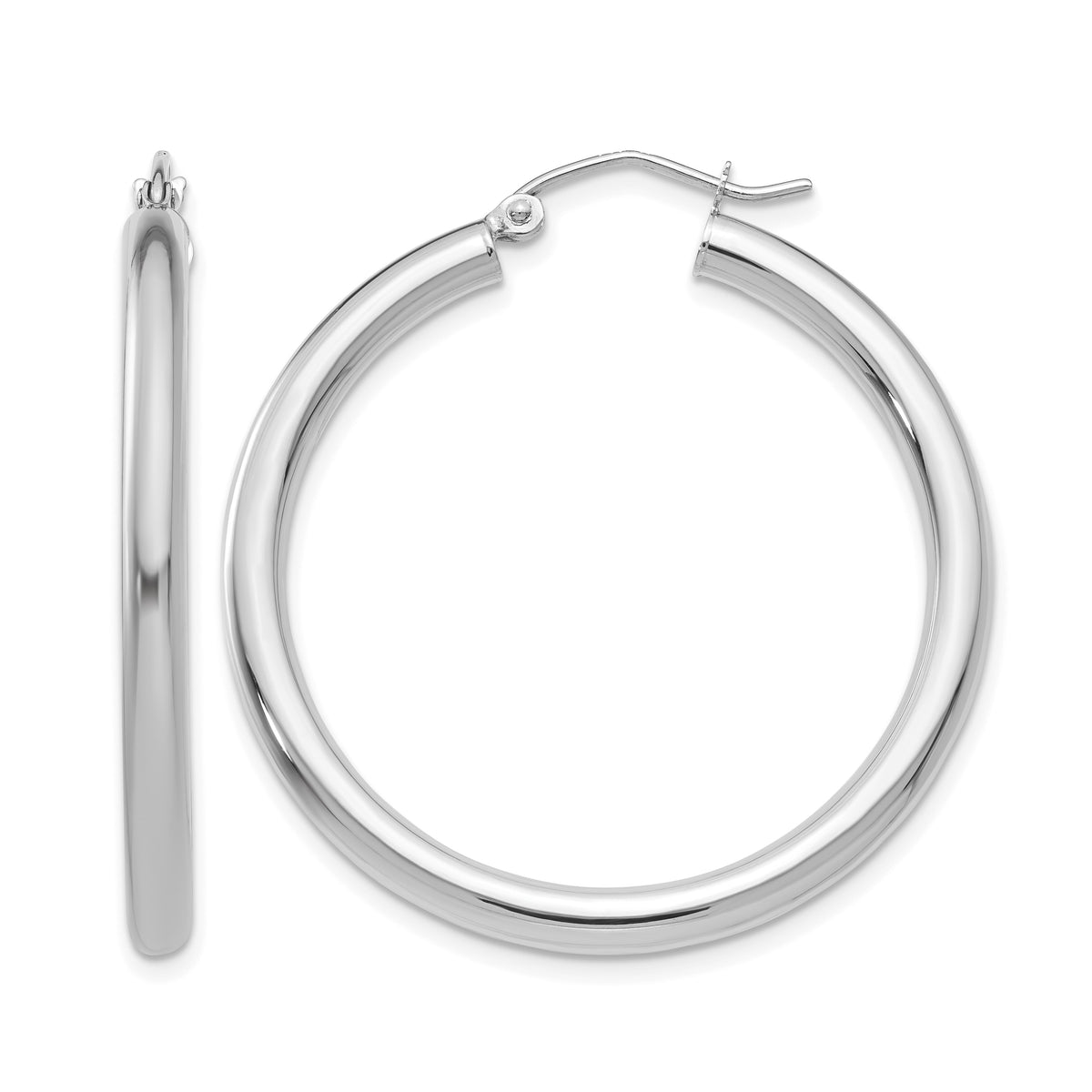Gold Lightweight Classic Hoop Earrings - 14k White Gold / 3 mm / 35 mm, 35x3mm