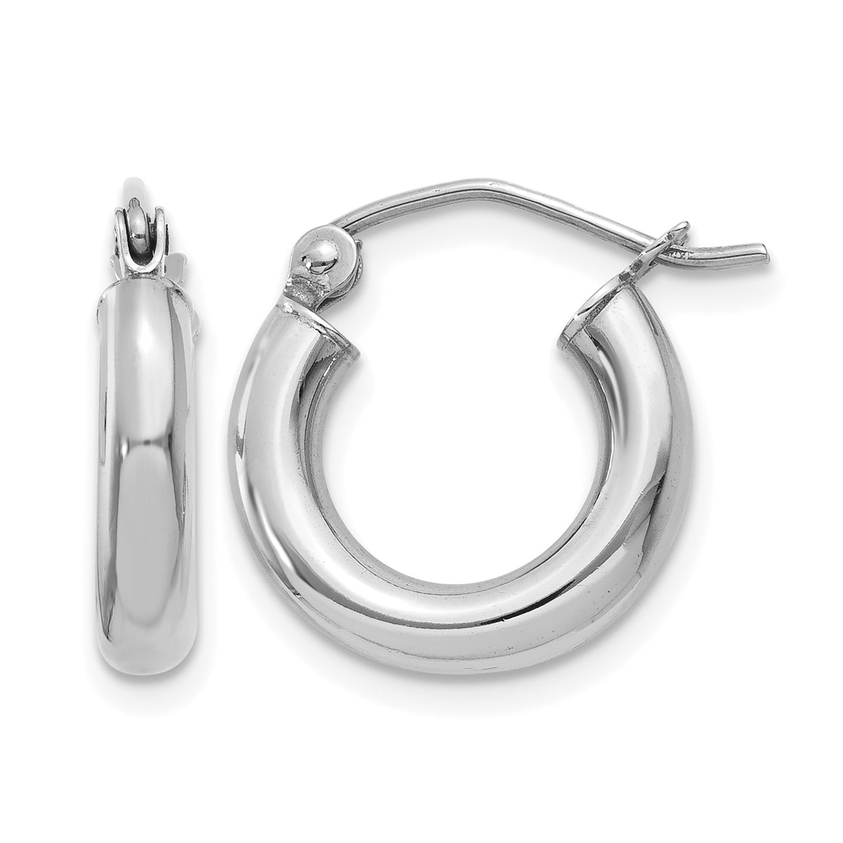 Gold Lightweight Classic Hoop Earrings - 14k White Gold / 3 mm / 14 mm