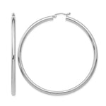 Gold Lightweight Classic Hoop Earrings - 14k White Gold / 3 mm / 60 mm