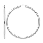 Gold Lightweight Classic Hoop Earrings - 14k White Gold / 3 mm / 65 mm