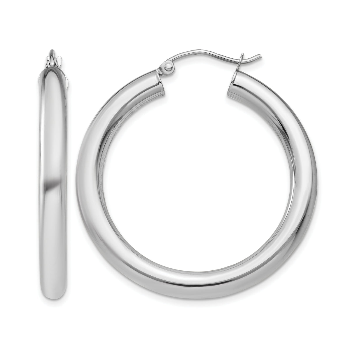 Gold Lightweight Classic Hoop Earrings - 14k White Gold / 4 mm / 35 mm, 35x4mm