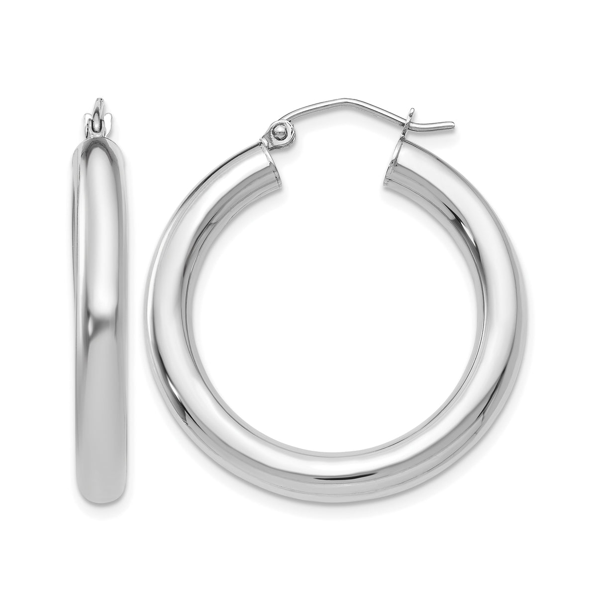 Gold Lightweight Classic Hoop Earrings - 14k White Gold / 4 mm / 30 mm