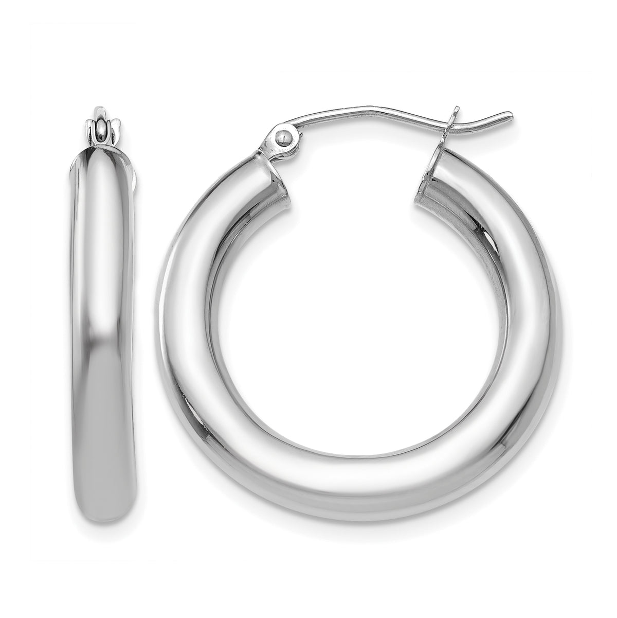 Gold Lightweight Classic Hoop Earrings - 14k White Gold / 4 mm / 25 mm