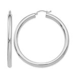 Gold Lightweight Classic Hoop Earrings - 14k White Gold / 4 mm / 50 mm
