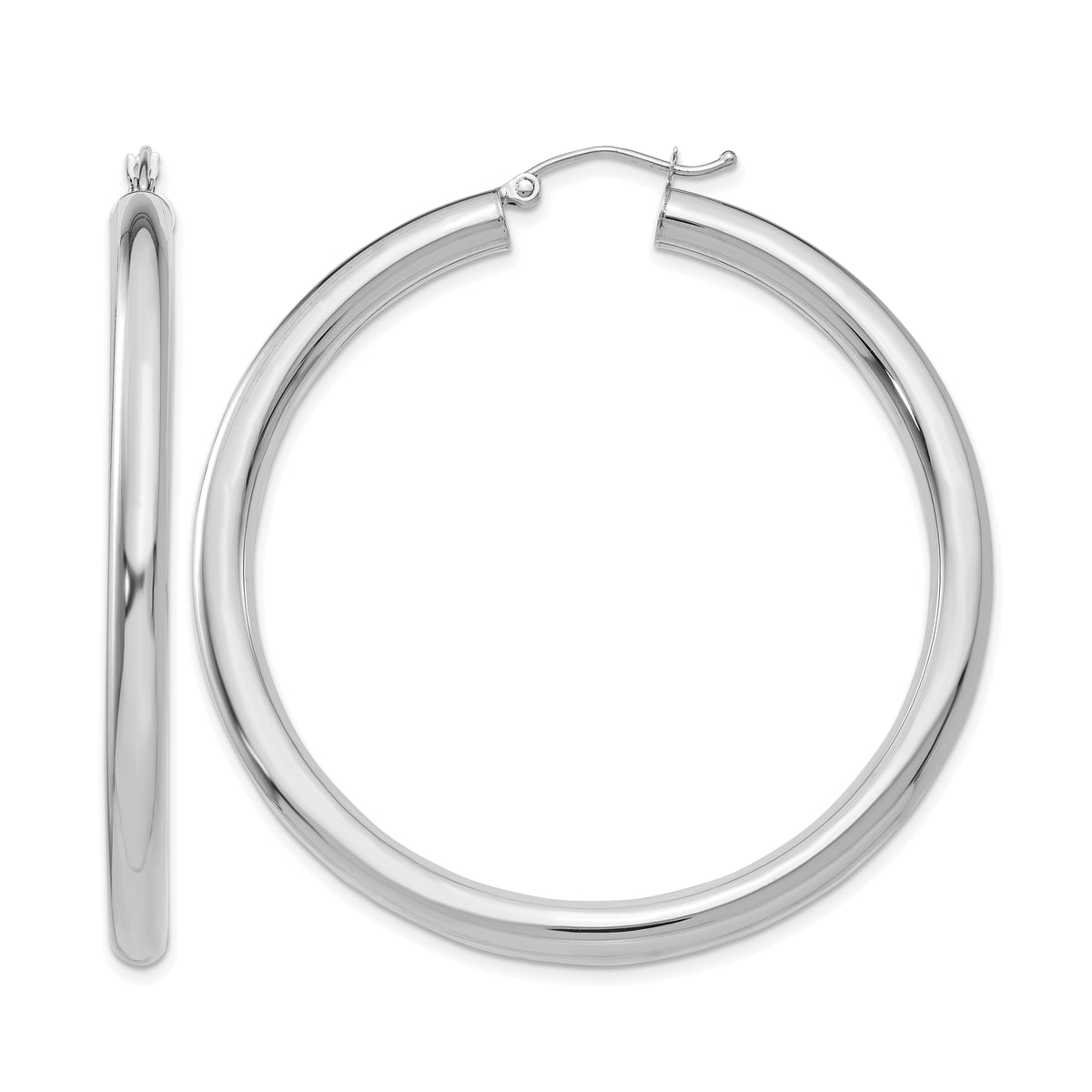 Gold Lightweight Classic Hoop Earrings - 14k White Gold / 4 mm / 50 mm