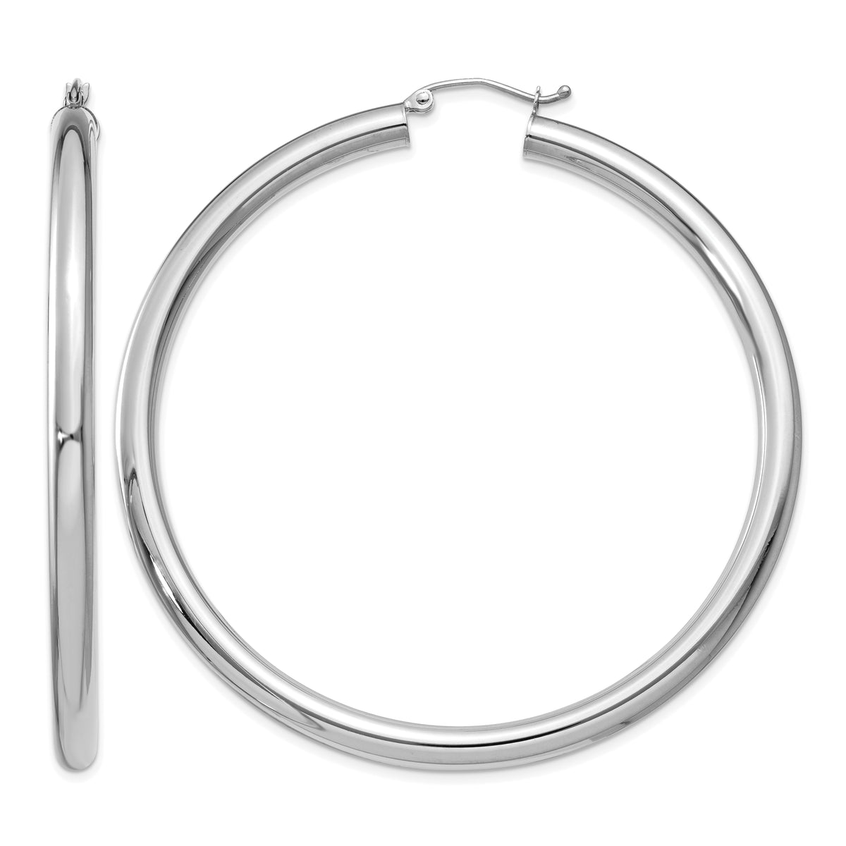 Gold Lightweight Classic Hoop Earrings - 14k White Gold / 4 mm / 60 mm