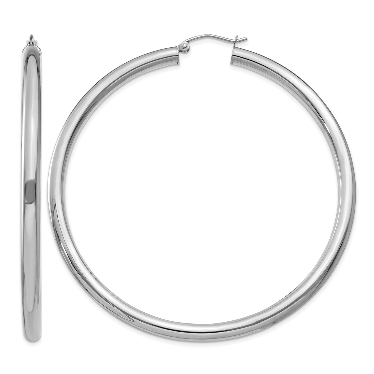 Gold Lightweight Classic Hoop Earrings - 14k White Gold / 4 mm / 65 mm