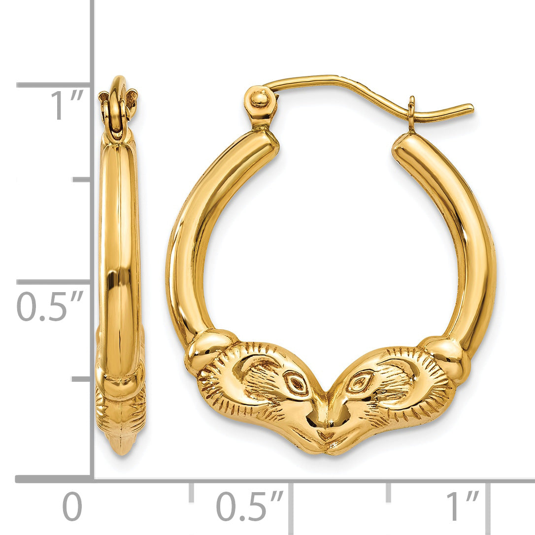 14k Polished Ram Hoop Earrings