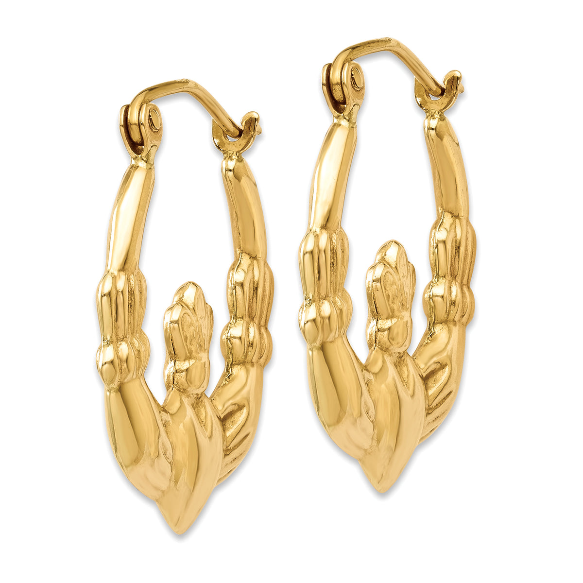 Gold Claddagh Hoop Earrings - 14k Yellow Gold / 2.75 mm / 19.5 x 22.25 mm