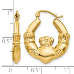 Gold Claddagh Hoop Earrings - 14k Yellow Gold / 4 mm / 20 x 23.25 mm