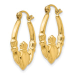 Gold Claddagh Hoop Earrings - 14k Yellow Gold / 3.5 mm / 19 x 23 mm