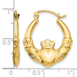 Gold Claddagh Hoop Earrings - 14k Yellow Gold / 3.5 mm / 19 x 23 mm