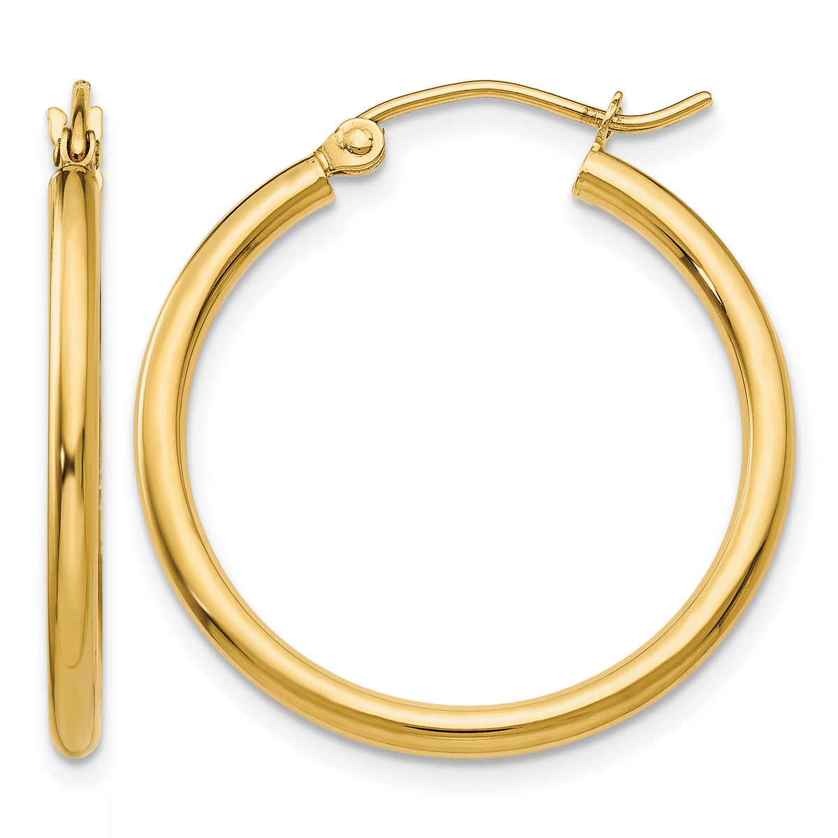 Gold Lightweight Classic Hoop Earrings - 14k Yellow Gold / 2 mm / 35 mm, 25x2mm