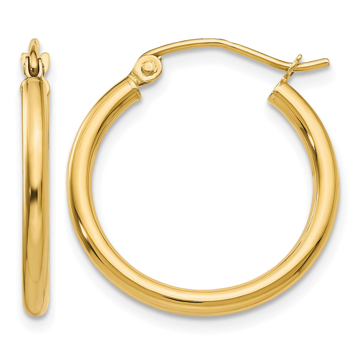 Gold Lightweight Classic Hoop Earrings - 14k Yellow Gold / 2 mm / 20 mm
