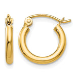 Gold Lightweight Classic Hoop Earrings - 14k Yellow Gold / 2 mm / 12 mm