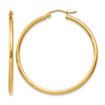 Gold Lightweight Classic Hoop Earrings - 14k Yellow Gold / 2 mm / 40 mm