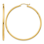 Gold Lightweight Classic Hoop Earrings - 14k Yellow Gold / 2 mm / 50 mm