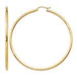 Gold Lightweight Classic Hoop Earrings - 14k Yellow Gold / 2 mm / 60 mm