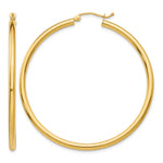 Gold Lightweight Classic Hoop Earrings - 14k Yellow Gold / 2.5 mm / 50 mm