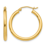 Gold Lightweight Classic Hoop Earrings - 14k Yellow Gold / 2.5 mm / 25 mm